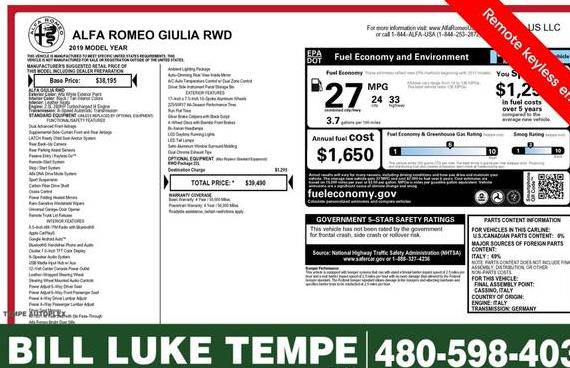 ALFA ROMEO GIULIA (952) 2019 ZARFAMAN3K7600102 image